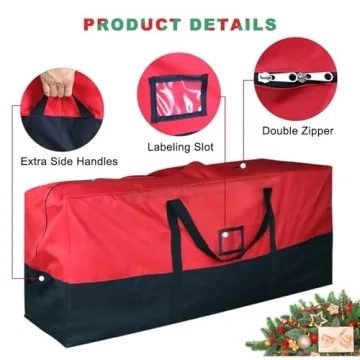 BSTGE Christmas Tree Storage Bag, Fits Up to 7.5 Ft Artificial Trees, Heavy-Duty Waterproof Storage Bags with Reinforced Handles, Dual Zippers & Card Slot, 600D Oxford Extra Large Moving Bags
