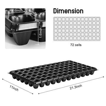 BEWAVE 15 Pack Seed Starter Tray 72 Cell Thick Gardening Germination Trays with Drain Holes Reusable Plant Grow Plug Trays Mini Propagator for Seeds Growing