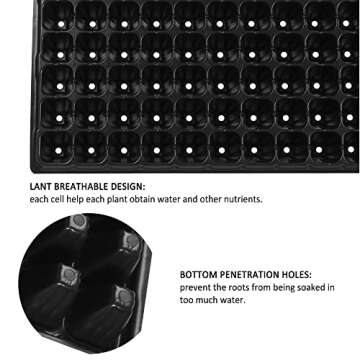BEWAVE 15 Pack Seed Starter Tray 72 Cell Thick Gardening Germination Trays with Drain Holes Reusable Plant Grow Plug Trays Mini Propagator for Seeds Growing