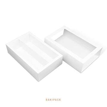 BAKIPACK 12 Macaron Boxes, Macaron Gift Box for 12, (Interior Mesurement 7.25×4 ×1.8 Inches), Macaron Packaging Boxes with Clear Window White without Macarons inside