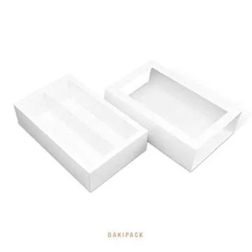 BAKIPACK 12 Macaron Boxes, Macaron Gift Box for 12, (Interior Mesurement 7.25×4 ×1.8 Inches), Macaron Packaging Boxes with Clear Window White without Macarons inside