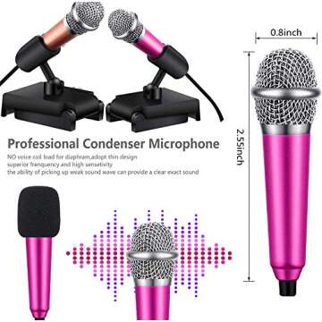 2PCS Mini Microphone,Singing Mic Equipment,Beautiful Vocal Quality,Mini Type Space Saving,3.5mm Audio Connector,Suitable for iPhone, Laptop,Android.