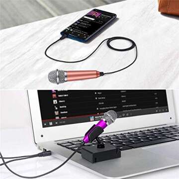 2PCS Mini Microphone,Singing Mic Equipment,Beautiful Vocal Quality,Mini Type Space Saving,3.5mm Audio Connector,Suitable for iPhone, Laptop,Android.