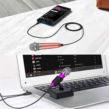 2PCS Mini Microphone,Singing Mic Equipment,Beautiful Vocal Quality,Mini Type Space Saving,3.5mm Audio Connector,Suitable for iPhone, Laptop,Android.