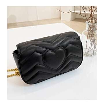 MMKJHNBHQ Small Women'S Leather Crossbody Bag, Black Designer Shoulder Bag, Chain Quilted Crossbody Clutch