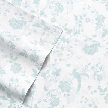 Laura Ashley - Queen Sheets, Soft Sateen Cotton Bedding Set - Sleek, Smooth, & Breathable Home Decor...