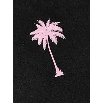 GORGLITTER Men's Tropical Short Set Summer Crewneck Short Sleeve T Shirt and Shorts Sets 2 Pieces Outfit Black X-Large