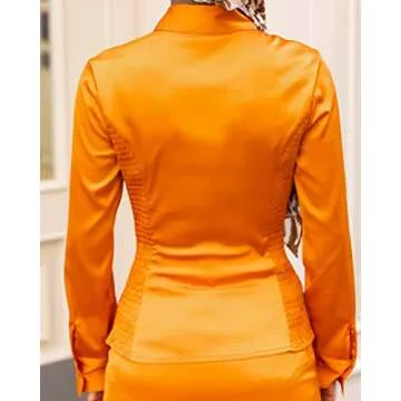 Stylish Burnt Orange Button Down Shirt for Women