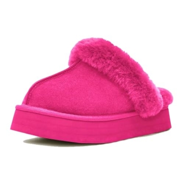 OOW Fuzzy Platform Slippers for Women Cozy and Durable Winter House Slippers Indoor Outdoor