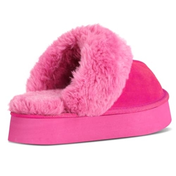 OOW Fuzzy Platform Slippers Cozy for Women in Pink