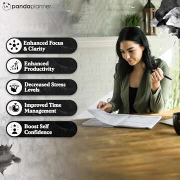 Panda Planner 2025 Undated Weekly Planner, Weekly To Do List Notebook with Habit Tracker - 8” x 11”, 53 Weeks - Undated Planner with Daily, Weekly & Monthly Overview for Home, School & Office - Black