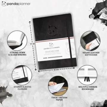 Panda Planner 2025 Undated Weekly Planner, Weekly To Do List Notebook with Habit Tracker - 8” x 11”, 53 Weeks - Undated Planner with Daily, Weekly & Monthly Overview for Home, School & Office - Black