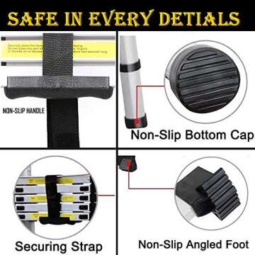 Bowoshen 16.5ft Telescoping Ladder Portable and Safe