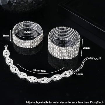 Elegant FIBO STEEL Rhinestone Stretch Bracelets Set