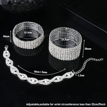 Elegant FIBO STEEL Rhinestone Stretch Bracelets Set