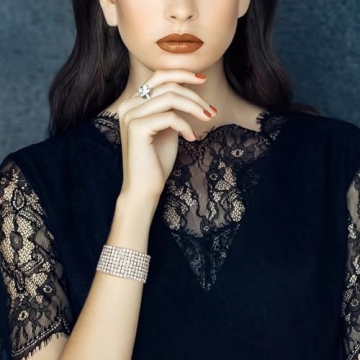 Elegant FIBO STEEL Rhinestone Stretch Bracelets Set