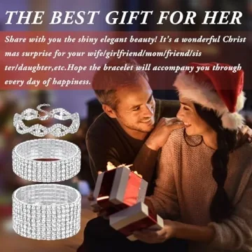 Elegant FIBO STEEL Rhinestone Stretch Bracelets Set