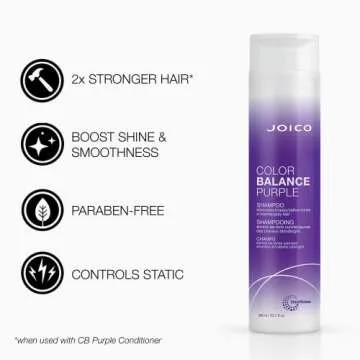 Joico Color Balance Purple Shampoo & Conditioner Set | Eliminate Brassy and Yellow tones | For Cool Blonde or Gray Hair