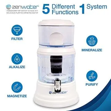 ZENWATER Gravity Water Filter System - Portable Countertop Water Filter System - Alkaline Water Filter System - 4 Gallon