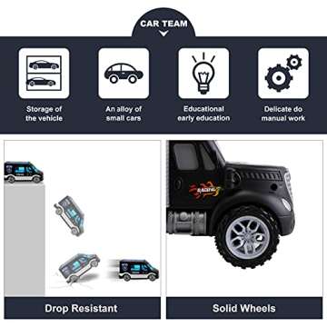 Toddler Toys for 3-4 Year Old Boys,Large Transport Cars Carrier Set Truck Toys with 12 Die cast Vehicles Truck Toys Cars,Ideal Christmas Easter Gifts Toys for Kids Age 3-7