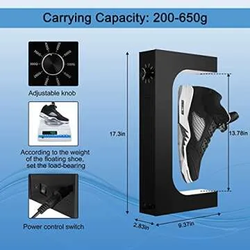 Yegvea 360°Rotation Floating Shoe Display Stand, Magnetic Levitation Sneaker Rack, with LED Light Sneaker levitating shoe shelf for Storefront Home Decor|Advertising Exhibition Shoe Store Show