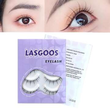 LASGOOS Fake Eyelashes Natural Look False Eye Lashes Daily Strip Cross Clear Band 6-12mm Cross Lashe...