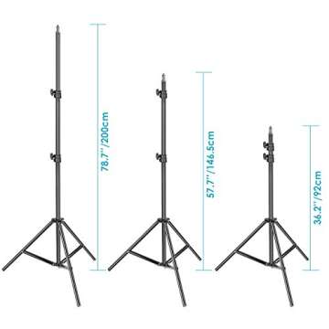 Neewer Photography Light Stand, 3-6.6ft/92-200cm Adjustable Sturdy Tripod Stand for Reflectors, Softboxes, Lights, Umbrellas, Load Capacity: 17.6lb/8kg