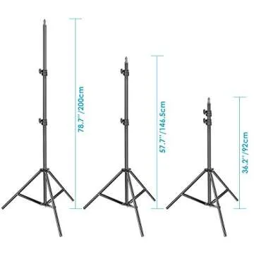 Neewer Photography Light Stand, 3-6.6ft/92-200cm Adjustable Sturdy Tripod Stand for Reflectors, Softboxes, Lights, Umbrellas, Load Capacity: 17.6lb/8kg