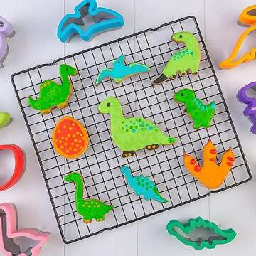 Dinosaur Cookie Cutters 9 Set - Nifogo Stainless Steel Molds for Kids