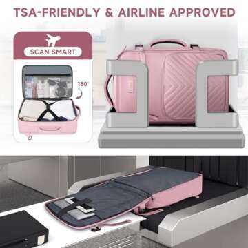 Airline Approved Carry on Luggage Backpack with a Toiletry Bag, Travel Essentials, College Backpack Fits 15.6 Inch Laptop with a Anti-Theft Pocket, Gifts for Women, Pink