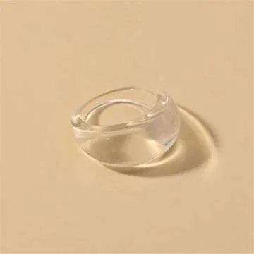 Set Resin Colorful Wide Thick Dome Knuckle Finger Stackable Joint Ring Retro Acrylic Transparent Vintage Jewelry Party Elegant Handmade Gift Diameter 18mm Stylish Bold-5pcs