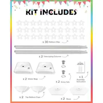 YALLOVE Balloon Column Stand Kit, Set of 2, 7 Feet Height Adjustable Balloon Tower Pillar with Reusable Metal Telescopic Design for Birthday, Wedding, Baby Shower, Graduation Party Decoration