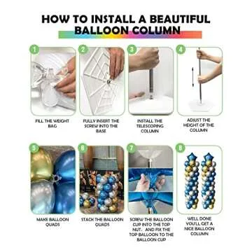 YALLOVE Balloon Column Stand Kit, Set of 2, 7 Feet Height Adjustable Balloon Tower Pillar with Reusable Metal Telescopic Design for Birthday, Wedding, Baby Shower, Graduation Party Decoration