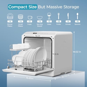 EUHOMY Portable Mini Dishwasher for Easy Cleaning