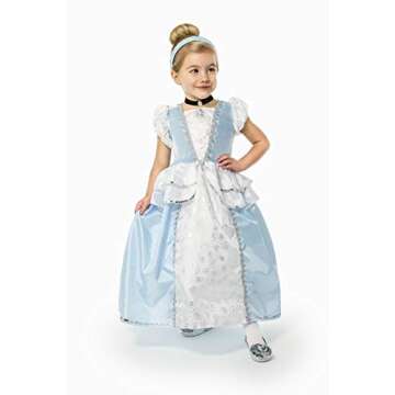 Little Adventures Princess Cinderella Dress Up Costume (Small Age 1-3) - Machine Washable Child Pretend Play and Party Dress with No Glitter