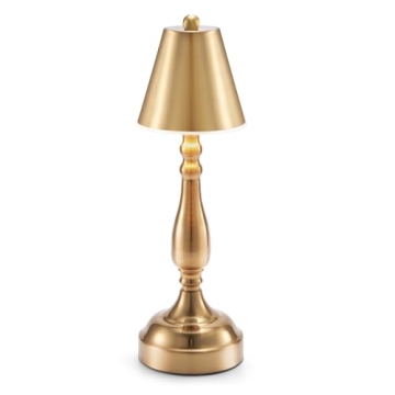 Cordless Rechargeable Table Lamp,5000mah Battery Operated Lamps Cordless, Portable Small Brass Desk ...