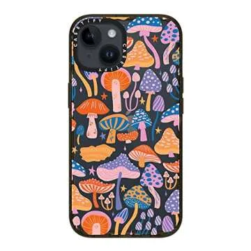 CASETiFY Impact iPhone 14 Case [4X Military Grade Drop Tested / 8.2ft Drop Protection] - Magic Mushrooms - Glossy Black