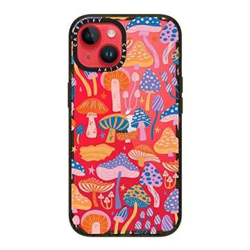 CASETiFY Impact iPhone 14 Case [4X Military Grade Drop Tested / 8.2ft Drop Protection] - Magic Mushrooms - Glossy Black