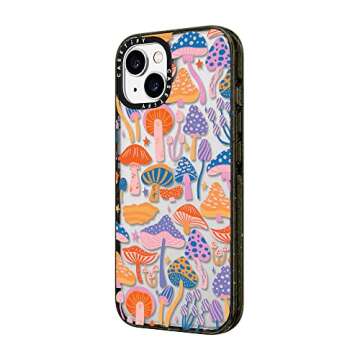 CASETiFY Impact iPhone 14 Case [4X Military Grade Drop Tested / 8.2ft Drop Protection] - Magic Mushrooms - Glossy Black