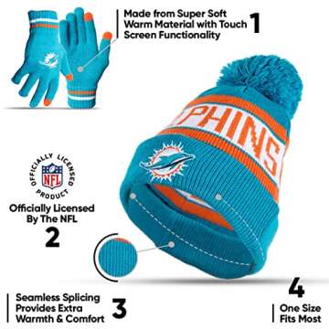 Ultra Game NFL Hat and Gloves Set for All Fans