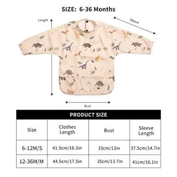 HALAA VAUVA Long Sleeve Baby Bibs for Toddlers, Waterproof, Mess Proof, Coverall, Easy Clean Outfit Baby Smock with Food Catcher Pocket for Feeding, Eating, Washable, Boys Girls Led Weaning Shirt Bib