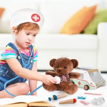 Interactive Wooden Doctor Kit for Kids, 37pcs Fun Set