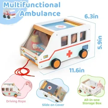 Interactive Wooden Doctor Kit for Kids, 37pcs Fun Set