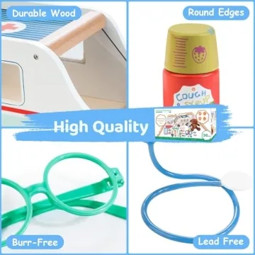 Interactive Wooden Doctor Kit for Kids, 37pcs Fun Set