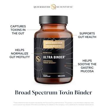 Quicksilver Scientific Ultra Binder Powder - Multi Toxin Binder with Bentonite Clay Powder, Zeolite Detox & Charcoal - Supplement for Gut Support & The Body's Toxin Removal Process (120g)