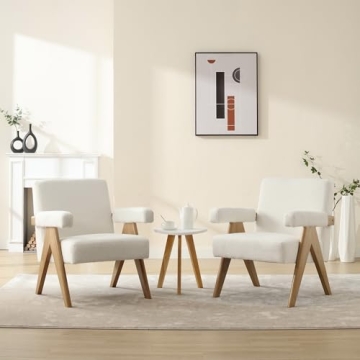 Luxurious Boucle Accent Chairs Set of 2 for Living Room