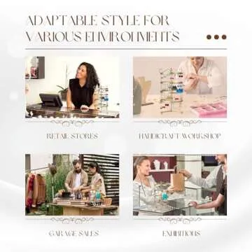 Flexzion 4 Tiers Earring Holder Organizer 72 pairs - Jewelry Necklace Rotating Spin Display Stand Bracelet Ring Pendants Tabletop Storage Store Rack Tower with Hook on Top (Antique Gold)