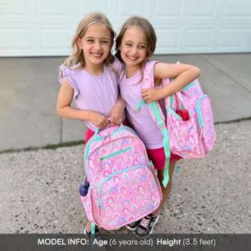 mibasies Backpack for Girls, Large Capacity Kids Backpack for Elementary School with Laptop Compartm...