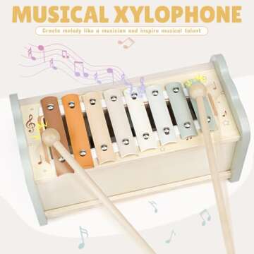 Joyreal Wooden Montessori Toys for 1 Year Old - Whack A Mole Hammering Pounding Toy with Xylophone & Fishing Game - Educational Toddler Activities for 1 2 3 Year Old Christmas Birthday Gifts