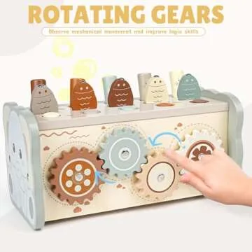 Joyreal Wooden Montessori Toys for 1 Year Old - Whack A Mole Hammering Pounding Toy with Xylophone & Fishing Game - Educational Toddler Activities for 1 2 3 Year Old Christmas Birthday Gifts